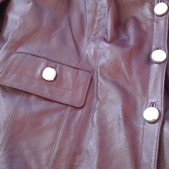 Terry Lewis Classic Luxuries Leather Coat SIZE 2X Women’s NWT Faux Fur Collar - Picture 4 of 9